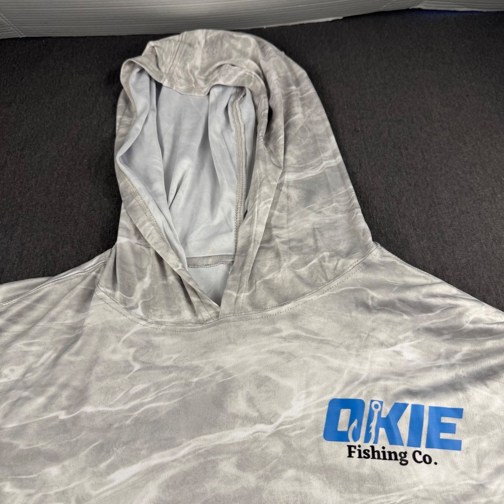 BAW Okie Fishing Co Tournament Series Hoodie Mens XL Grey Water Camo Performance